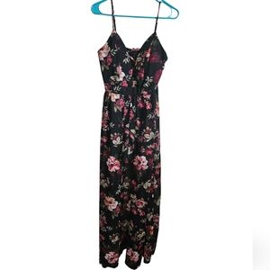 Maxi Black Floral Romper Dress